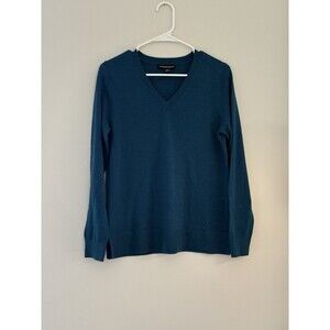 Katherine Barclay Women Merino Wool V-Neck Sweater Blue Size S $60 9C145 basic